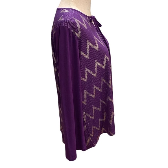 New Bob Mackie Chevron Hi-Low Knit Top Purple NWT Wearable Art QVC Size Large - Picture 5 of 14